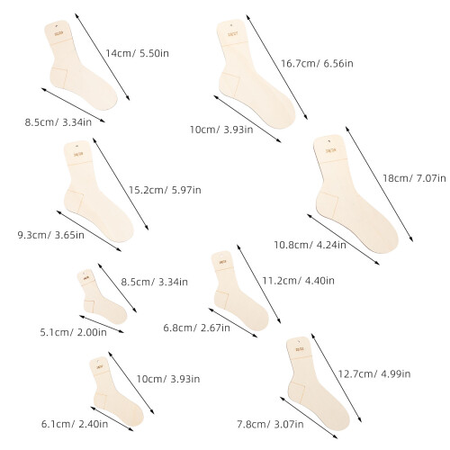 16Pcs Khaki Wooden Sock Blocking Tools for Knitting and Crochet Socks 2