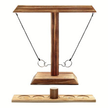 (Coffee Brown, 4-Person Version) Ring Toss Game, 1 Set Wooden Ring Toss Toy, Creative Ring Toss Toy, Novelty & Gag Toy