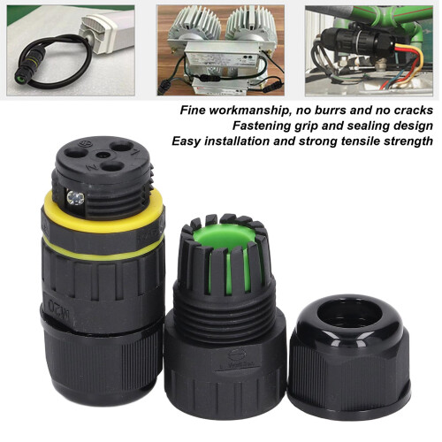 EW-M20-3P Conector negro impermeable de 3-Pin 9-12mm 2