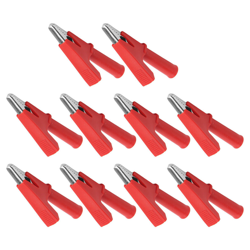 10Pcs Electric Crocodile Clips Test Clamp 10Mm Opening 10A With 4Mm Sockets Red 8761357559208