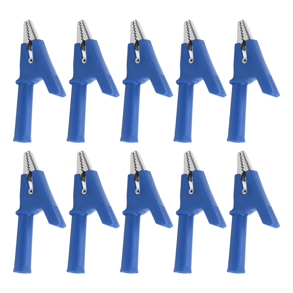 10Pcs Crocodile Clips Testing Clamp 10Mm Opening 10A Blue Set 9401357559110