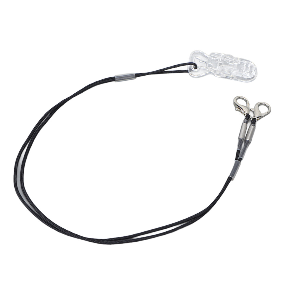 Black Secure Hearing Aid Lanyard With Transparent Fashionable Clips