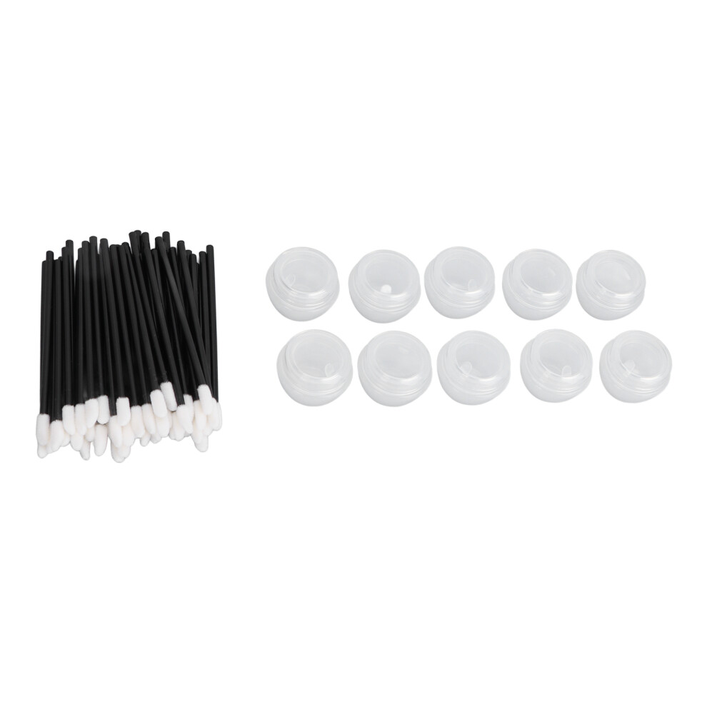 50 Disposable Lip Wands and 10 Empty Jars for Home Travel & Beauty Salon DIY