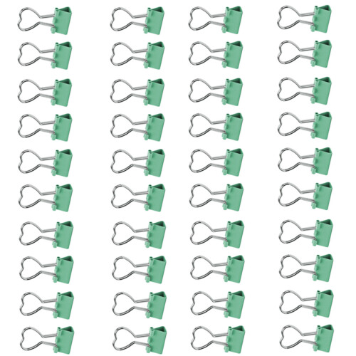 40 Pcs/Set Heart Shape Binder Clips Paper Clips-Green
