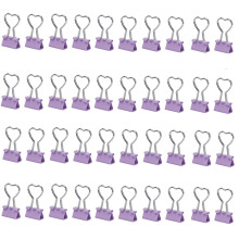 40 Pcs Bill Clips Heart Shape Binder Clips Money Paper-Purple