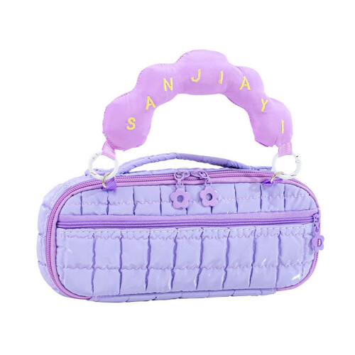 Cloud Shaped Pencil Bag Spacious Compartment Ergonomic-Purple