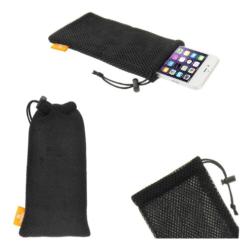 Universal Nylon Mesh Pouch Bag For POCO F1 With Chain And Loop Closure Black