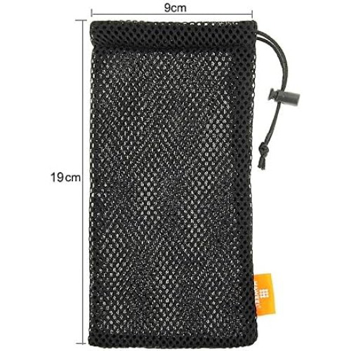 Universal Nylon Mesh Pouch Bag For POCO F1 With Chain And Loop Closure Black 1