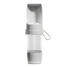 Dog Water Bottle Food Dispenser Leakproof Portable Pet Water Bottle For Walking And Travel Gray White