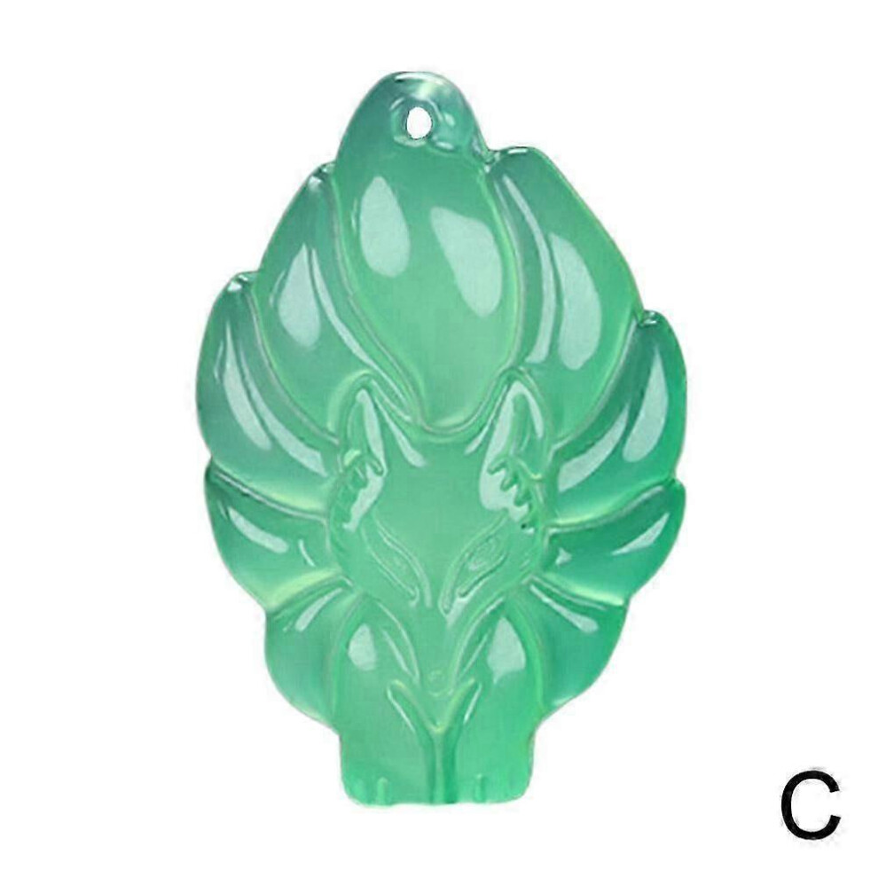 Kikidex (As Show, ) Crystal Nine-Tailed Necklace Pendant Attract Money And Love Red