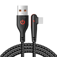 Charging Cord Right-Angle USB Cable, Heat-Resistant, Ergonomic Grip, Sleek Compact Connector Charging Cable for Phone