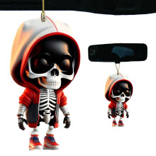 Acrylic Skeleton Figurines, Swinging Car Dangle Ornament, 2.36-Inch Mirror Hanging Accessory For Rear View Mirror