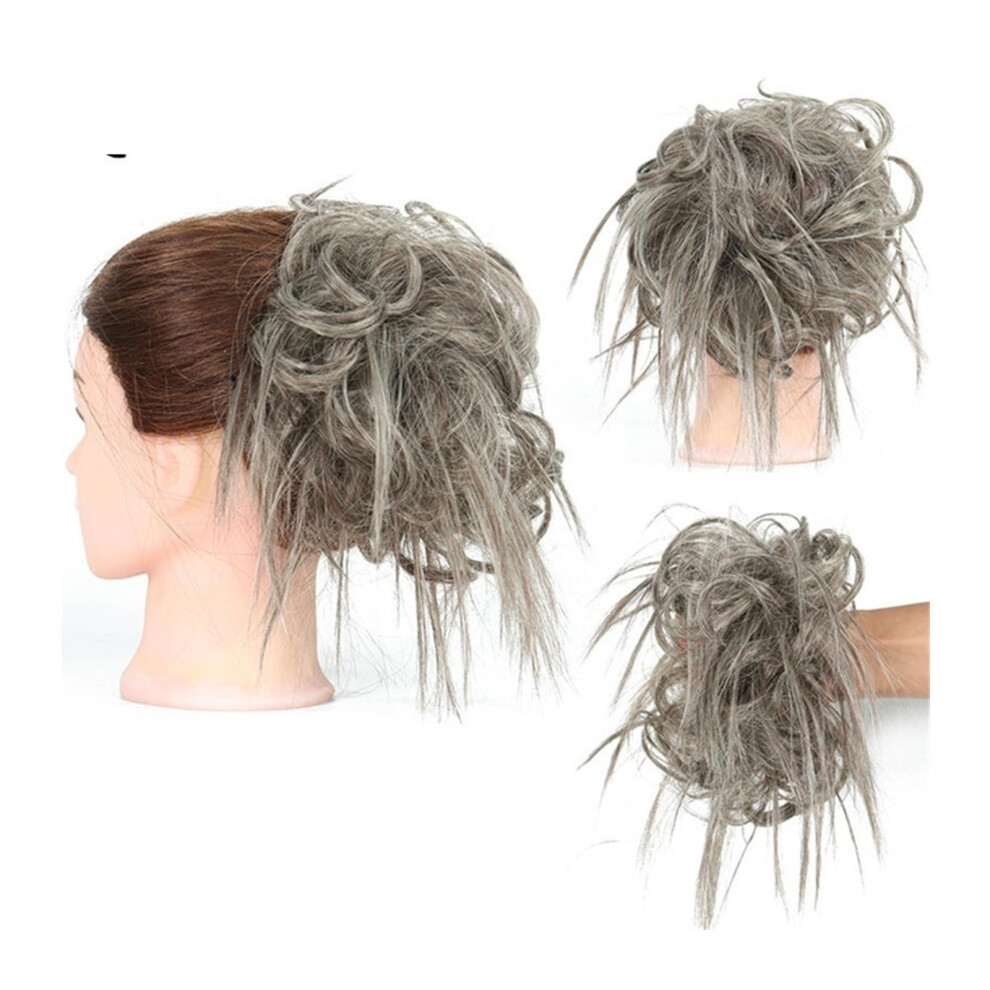 Unisex Hair Buns Piece Straight Curly Messy Bun Hairpiece With Elastic Scrunchies Ponytail Extensions For Women Color Q17 6Ah613