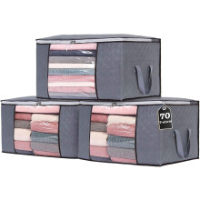 (As show, One size) Thick Non-Woven Clothes Storage Bag Under Bed Storage Bag for Duvets Quilts Blankets Pillows Toys Jackets