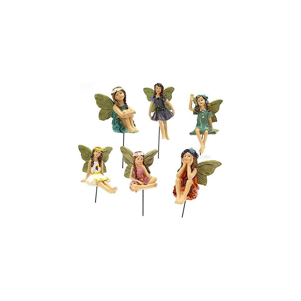 Kikidex (As Show, One Size) 6Pcs Fairy Figurines Decor Kit Resin Statue Ornaments Set Miniature Garden Fairy Ornament Lively Angel Statues On Stick