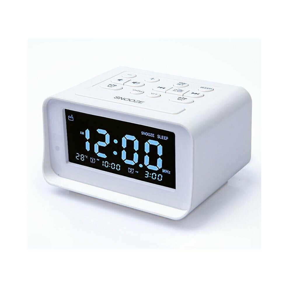 Kikidex (As Show, One Size) Digital Clock Radio With Dual Usb Charger For Bedroom, With Alarm Volume And Brightness Adjustment, Color. White