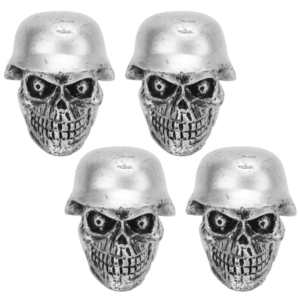 Set of 4 Skull Tire Valve Caps Silver for Cars Bikes SUVs Trucks Motorcycles-image-OPC-PMPJJ76-NEW