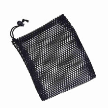 Schwarzes Nylonmesh-Golfballhalter (M) mit Kordelzug, Aufbewahrungstasche, passend für 3-4 Bälle