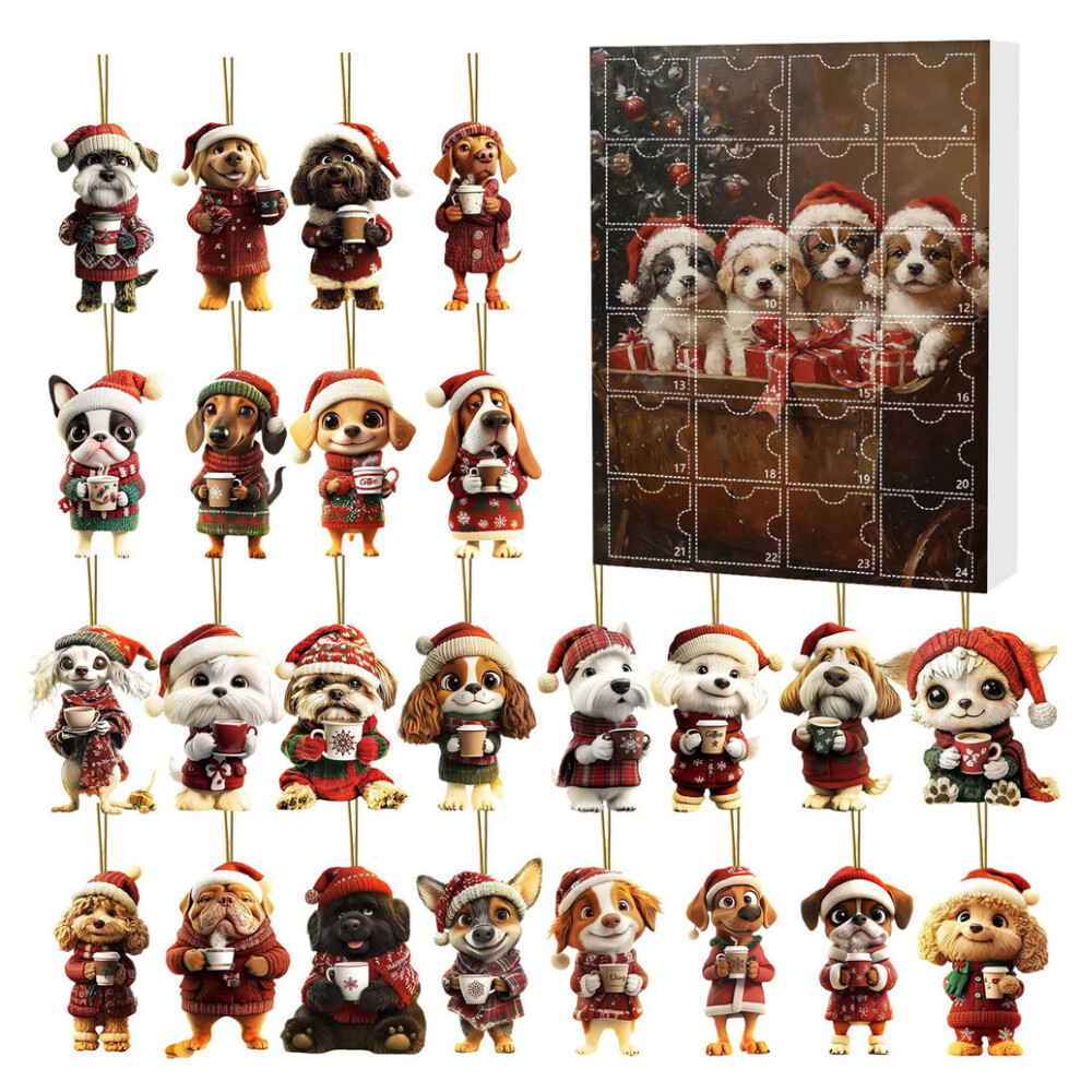 (Style B) Holiday Christmas Dog Advent Calendar Blind Box 24 Decorations Countdown Day-image-OPC-PMPJJR2-NEW