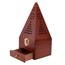 1Stk Holz-Räuchergefäß Dunkelrot Metall Aromatherapie