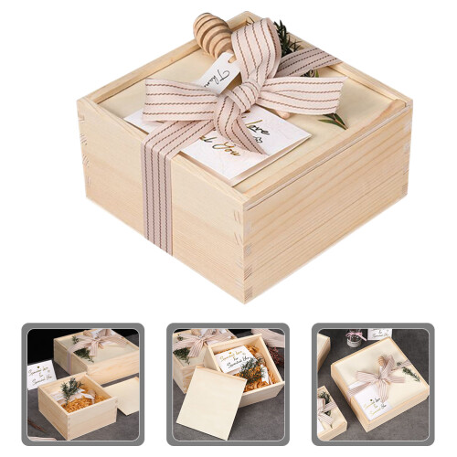 1Set Holz Beige Mit Deckel Für Und Geschenke 2