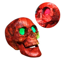 2Stk Halloween Schädelkopf Rot Mit Buntlicht Für