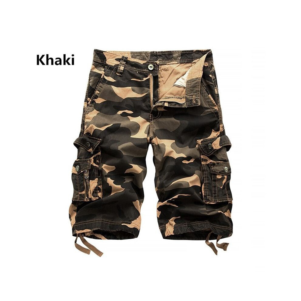 (Khaki, 36) Military Mens Tactical Army Camo Camouflage Slim Fit Trousers Shorts Cargo-image-OPC-PMPJTZ2-NEW