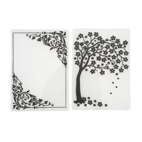 2pcs Embossing Folders Plastic Decorative Textures for Paper Art 14.8x10.5cm 1
