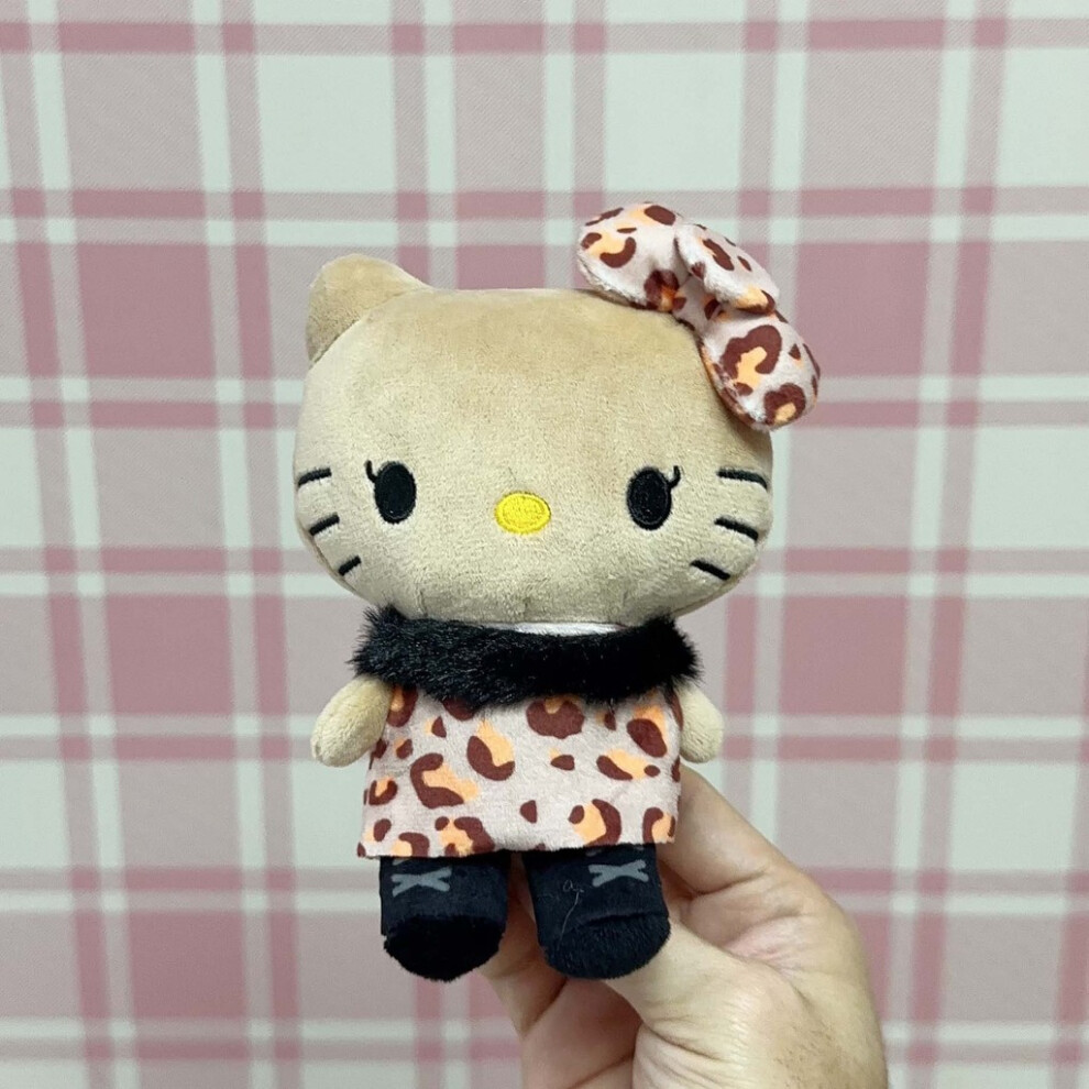 (Black Leopard) Hello Kitty Fun Plush Pendant With Leopard Print Dress Decor Gifts Kids For-image-OPC-PMPKJ2B-NEW