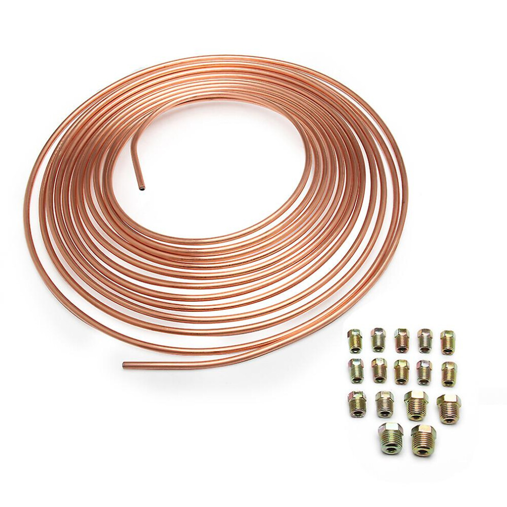 Kikidex (As Show, One Size) Copper-Nickel Brake Hose Spool And Mounting Kit 3/16 Od 25 Ft Spool Roll
