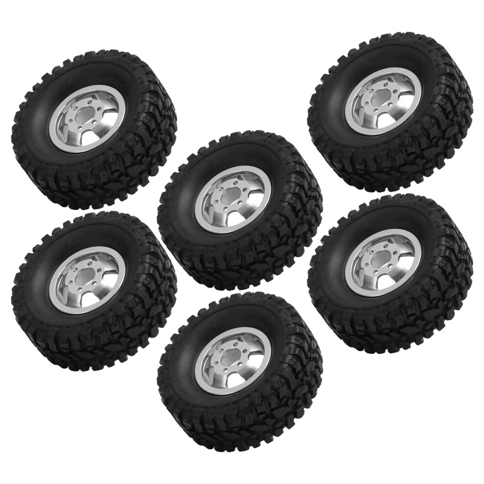 Rc Rubber Tires With Aluminum Alloy Wheel Hub For Wpl C14 C44, B24, B36 4Wd Car Silver 4641357579779
