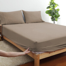 (Beige, King) Extra Deep Premium Quality Microfiber Fitted Bed Sheets - Available in 25cm & 40cm Deep Options, Ultra Soft, Wrinkle-Free & Elastic