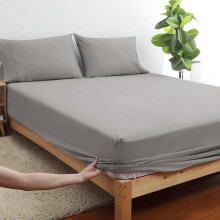 (Grey, Single) Extra Deep Premium Quality Microfiber Fitted Bed Sheets - Available in 25cm & 40cm Deep Options, Ultra Soft, Wrinkle-Free & Elastic