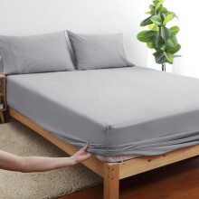 (Silver, 19 x 29) Extra Deep Premium Quality Microfiber Fitted Bed Sheets - Available in 25cm & 40cm Deep Options, Ultra Soft, Wrinkle-Free & Elastic