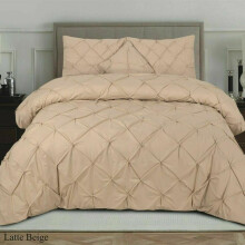 (Latte Beige, King) Pintuck Pleated Alford Egyptian Cotton Mix DUVET COVER SET BEDDING SETS Single DOUBLE KING SUPER KING