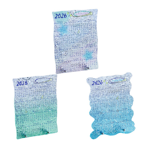 2026 Desk Yearly Calendar Space Saving Small Clear-Green 1