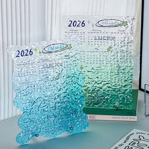 2026 Desk Yearly Calendar Space Saving Small Clear-Green 2