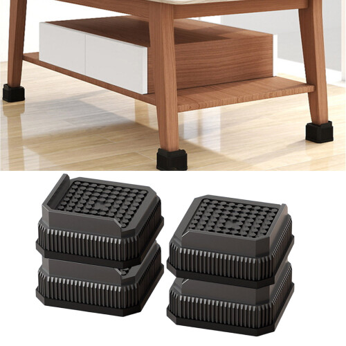 4 Pieces Plastic Stackable Leg Risers Universal-square brown 1