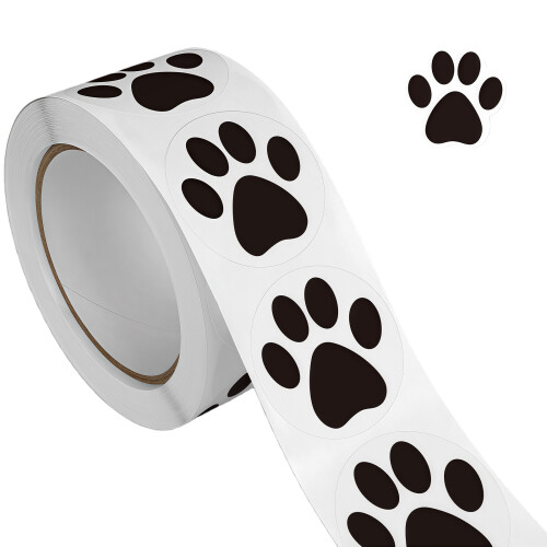 Cute Dog Paws Shaped Sticker with Multiple Size-black and white