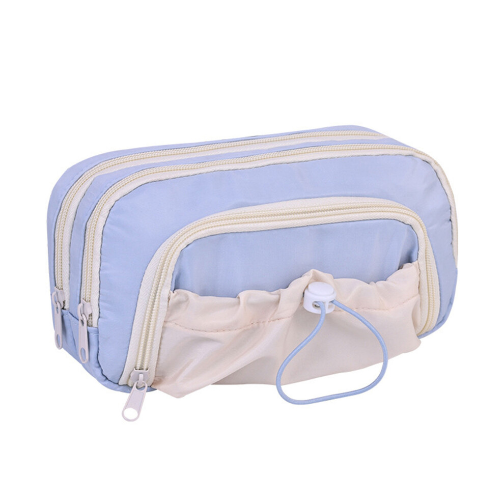 Artistic Drawstring School Bag Multi Compartment Storage -Blue-image-OPC-PMPM55N-NEW
