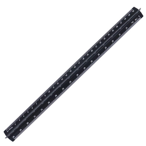 Architect Aluminum Triangular Ruler With Fade-Black 30cm