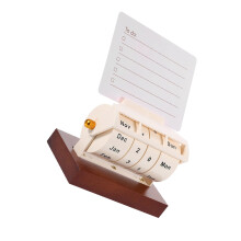 Desktop Rotating Permanent Calendar With Card Slot And Pen