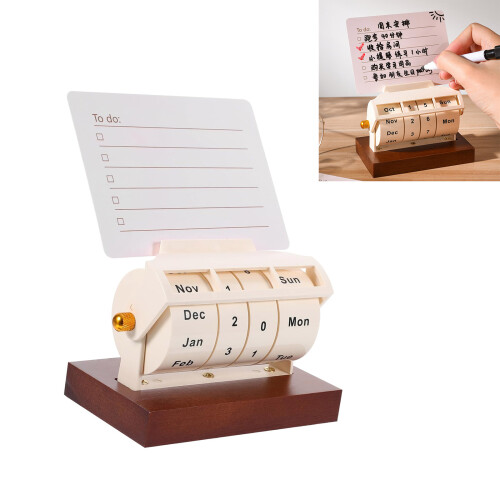 Desktop Rotating Permanent Calendar With Card Slot And Pen 1