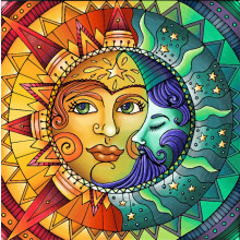 Embroidery Cross Stitch Kits Sun And Moon Fractal Face Hippie Stamped With Printed Pattern Starter Kit