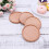 4 Pcs Beech Wood Coasters Round Stackable Insulation Mat With Groove 7