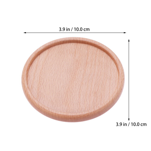 4 Pcs Beech Wood Coasters Round Stackable Insulation Mat With Groove 1