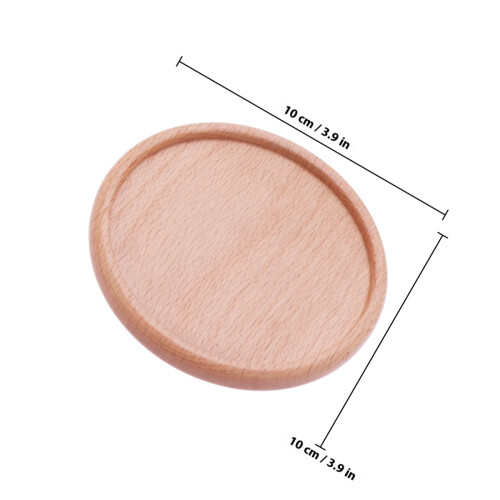 4 Pcs Beech Wood Coasters Round Stackable Insulation Mat With Groove 2