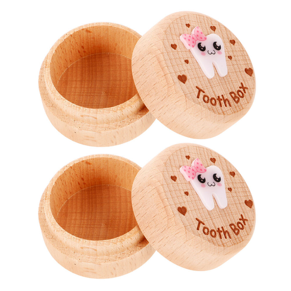 2Pcs Wooden Baby Tooth Storage Box Keepsake For Kids Iplusmile