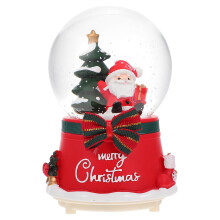 1Set Red Christmas Musical Ball Resin Xmas Desktop Decor Gift
