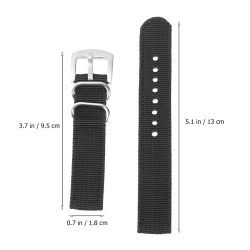 20mm Canvas Watch Strap Waterproof Replacement Band Black